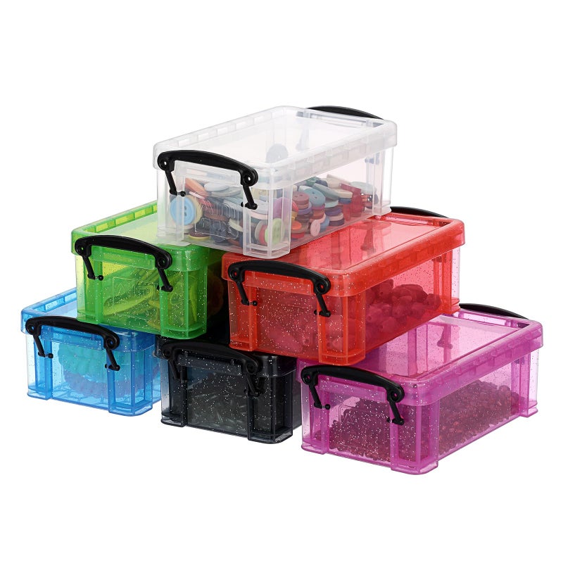 BTSKY 6 Colors Mini Small Plastic Storage Box with Locking Lid Clear Plastic Organizer and Assorted Color Boxes Hold Crafts, Stationery, Jewelry, Sewing and More in Office or Home Supplies - Image 1